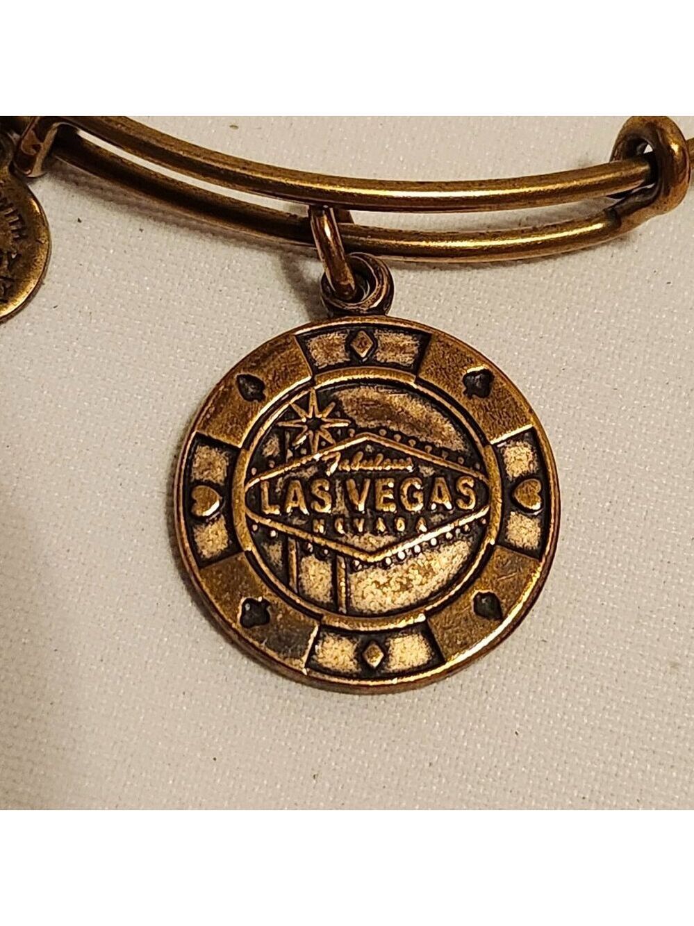 Alex and Ani Las Vegas Poker Chip Charm Gold Tone Energy Bangle Rafaelian Gold